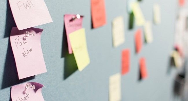 Pinnwand mit dem Schema Design Thinking