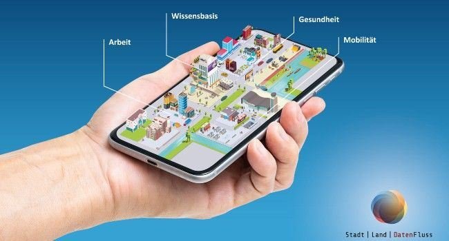 Dreidimensionale Abbildung eines Smartphones zum Thema Digitalisierung.