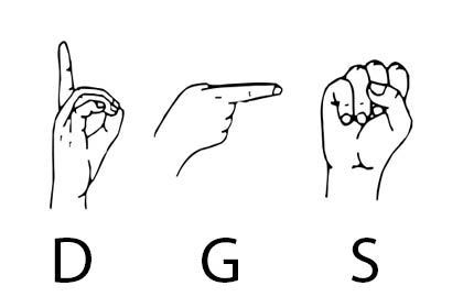 Foto von LiliCharlie auf Wikipedia Das Zeichnung zeigt die Handzeichen für D, G und S.